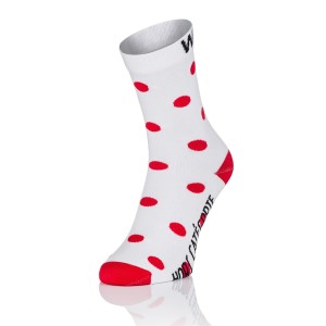 Biało-czerwone skarpetki kolarskie WINAAR Polka Dot 